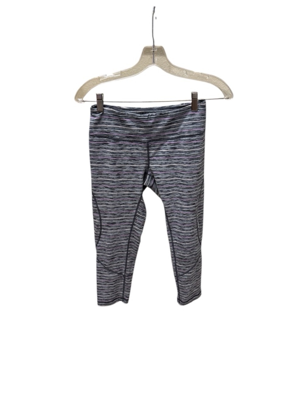 Zella Gray Space-Dye Leggings with Pink Stripes